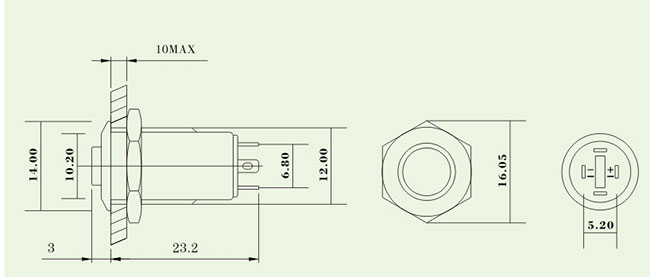 سوئیچ دکمه فشار فلزی 12 میلی متر LED 12V 36V ، سوئیچ دکمه فشار فشار لحظه ای