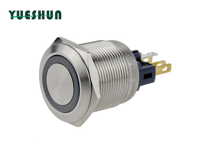 5A 250V AC Metal Momentary Push Button Switch 22mm Mounting Hole Dustproof