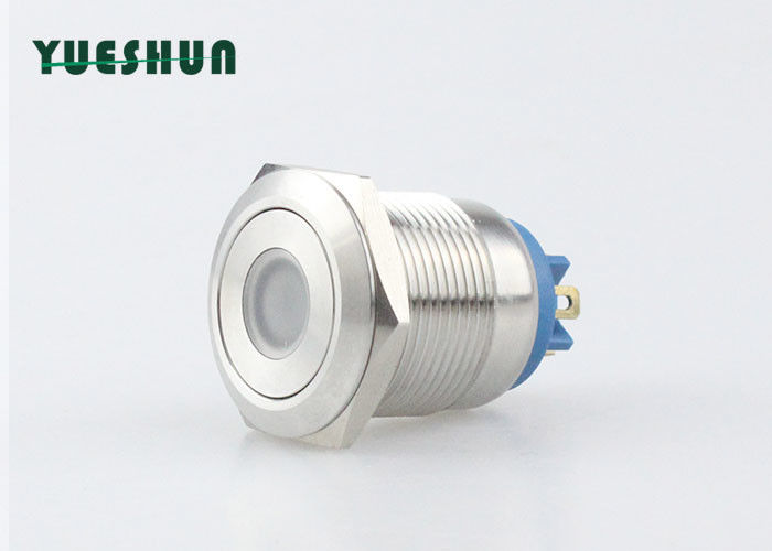 LED Panel Mount Push Button Switch 19mm Pin Terminal Silver Alloy 1NO